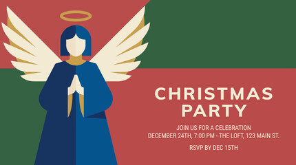 Obraz premium Christmas Party Invitation with Modern Angel Design