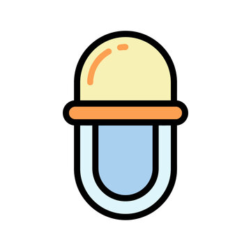 Flat line microphone icon, colorful vector audio recording symbol. Minimal outline podcast mic illustration for apps and UI