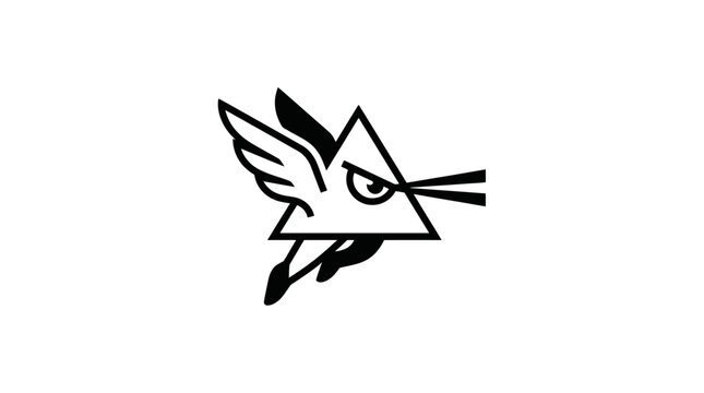 Mysterious Flying Triangle Eye Logo, Conspiracy Symbol, Secret Society Icon, Vigilance