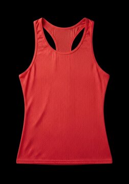 Red Racerback Tank Top on Black Background.