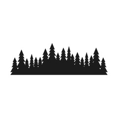 Obraz premium Silhouette of a dense evergreen forest landscape.