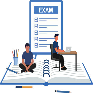 Online Exam Preparation and Distance Learning Concept Vector Illustration