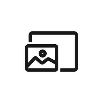 Black line icon of a picture gallery symbol on a white background for digital media design