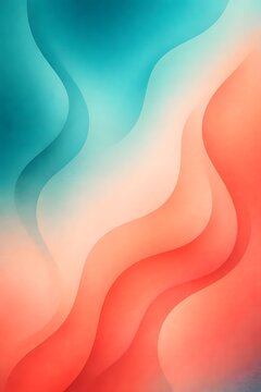 Abstract liquid gradient background with teal and coral flowing organic shapes and soft grain texture for mobile wallpaper