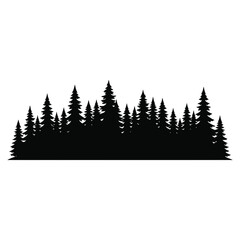 Fototapeta premium Silhouette of a dense evergreen forest landscape 1.