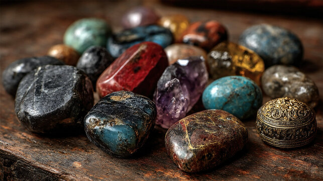 Enchanted gemstones buried beneath forgotten ruins radiate mystical energy forgotten powers and magical secrets capable of awakening hidden abilities globally