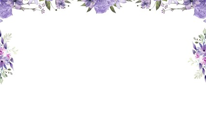 Purple watercolor floral frame background, elegant botanical rose border, rustic romantic flower backdrop for wedding invitation, greeting card, presentation vector. © MuhammadHafiidh