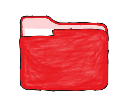 Red File Folder Document Storage Hand Drawn Sketch Illustration