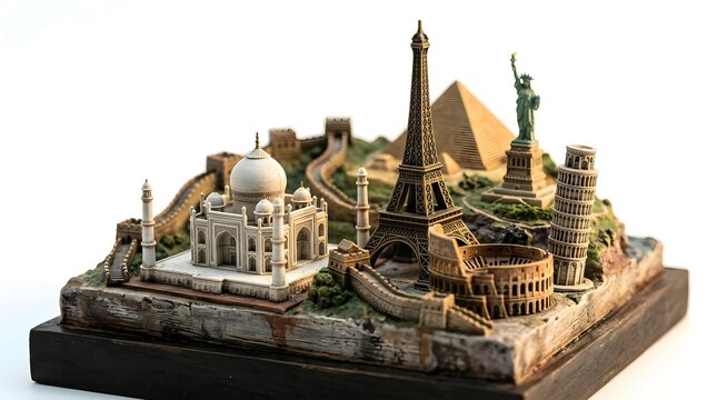 Collection of miniature world landmark monuments