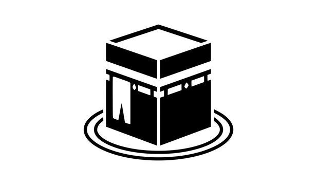 Kaaba Sacred Cube Silhouette Flat Vector Icon for Hajj and Islamic Culture