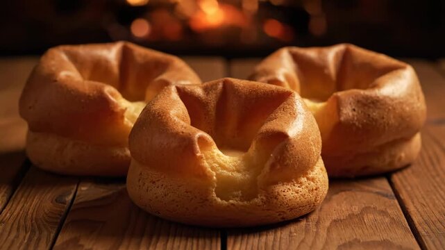 Yorkshire pudding trio on wooden table