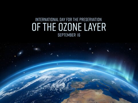 International day for the preservation of the ozone layer with earth view from space
