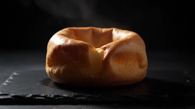 Yorkshire pudding on black stone surface