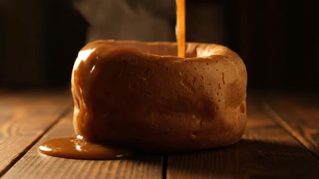 Elegant Yorkshire pudding with rich gravy pour