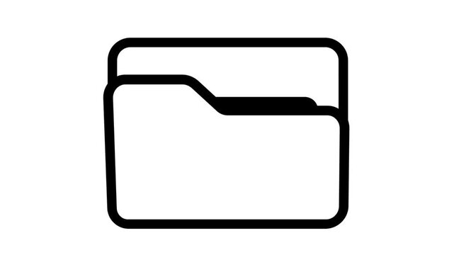 Folder Open Animation Icon Video &ndash; Minimal Line Icon Opening Folder Loop Motion Graphic