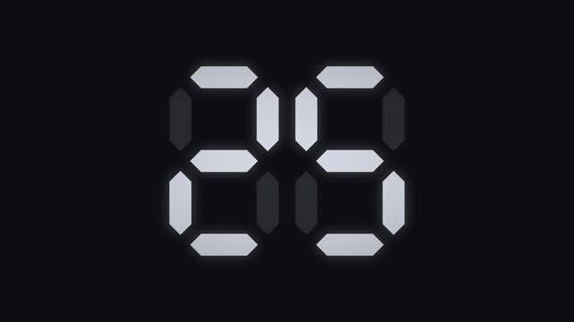 Black 30 second digital LED countdown timer, seven segment display animation from 30 to 1