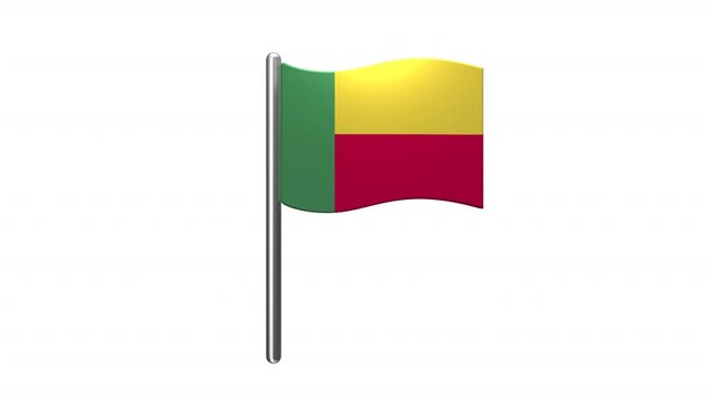 Benin Country Flag on Metallic Pole Motion Graphics With Alpha Matte