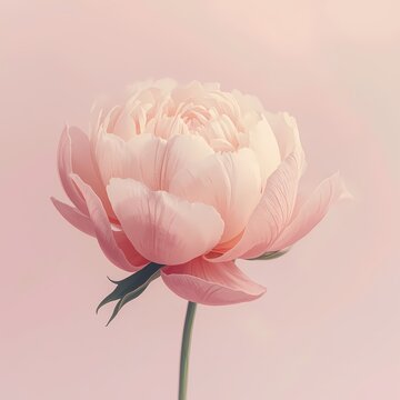 Surreal flower standing alone in a soft pink background Generative AI