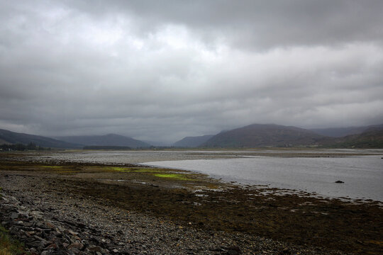 Lake Gowan view by cloudy noon, North Scotland