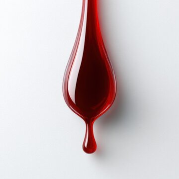 Close up of a single red drop of liquid