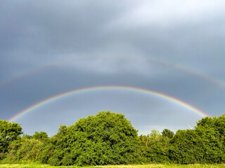 rainbow over green field © Adam