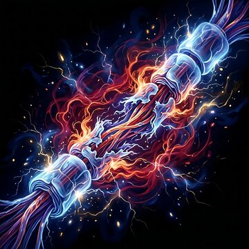 a peripheral nerve with demyelination (loss of the protective sheath) and inflamed surrounding tissue, symbolizing Multiple Sclerosis (MS), in an energetic plasma field visualization,