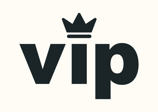 VIP very important person, flat vector black and white silhouette pictogram