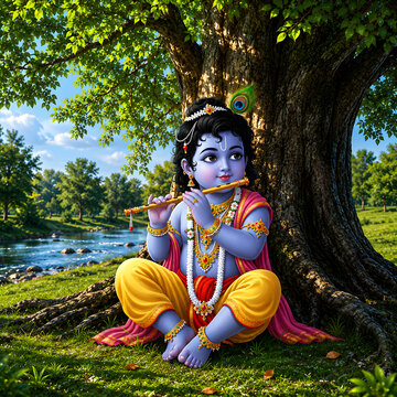 Lord Krishna painting happy Janmashtami is a Indian Hindu God