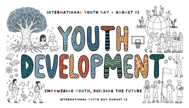 Youth development concept illustration with hand drawn elements development empowerment education teenagers