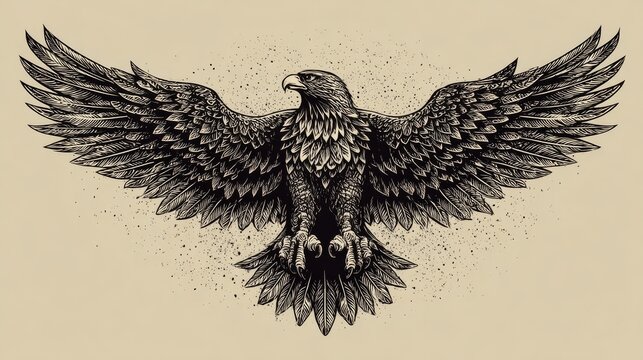 69.Concept 4: Majestic eagle with outstretched wings, vintage animal vector