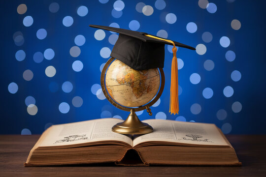 graduation cap and books