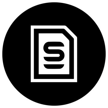 Black icon of s corporation revocation symbol with solid black filled icon document stylized s identifier indicator business resource notation