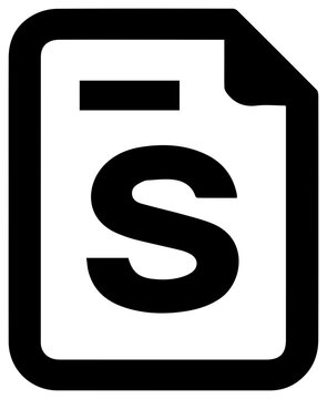 Solid black filled icon of s corporation election form with icon document large government business official resource finance graphic symbol