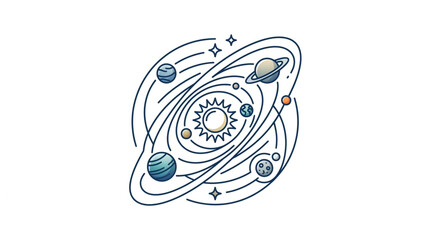 Hand drawn solar system with planets and orbits. © Kaposxe