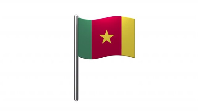 Cameroon Country Flag on Metallic Pole Motion Graphics With Alpha Matte