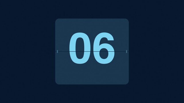 Blue 10 second flip clock countdown timer from 10 to 1, split flap number animation