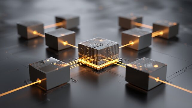 Distributed Computing Network with Central Processing Hub, Connected Data Nodes, Enterprise System Integration, Scalable Digital Infrastructure and High Speed Information Exchange Architecture