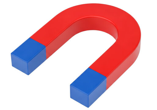 Red and blue horseshoe magnet
