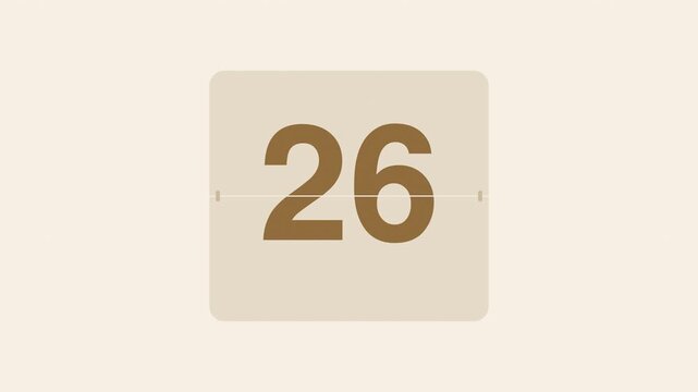 Beige 30 second flip clock countdown timer from 30 to 1, split flap number animation