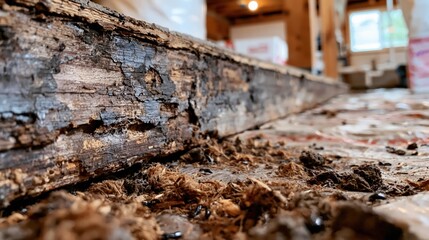 Fototapeta premium Close-Up of Decaying Wooden Floor Board