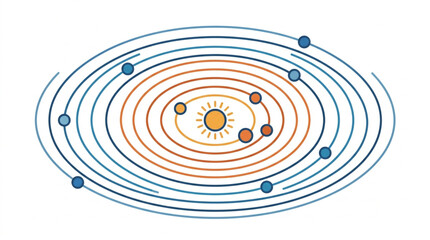 Illustrated Solar System with Planets and Orbits. © Kanasuv