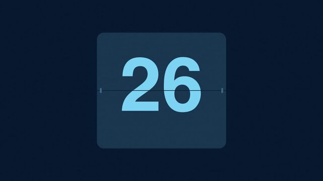 Blue 30 second flip clock countdown timer from 30 to 1, split flap number animation