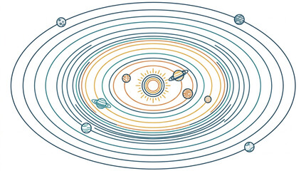 Illustrated Solar System with Planetary Orbits. © Kanasuv