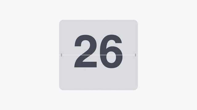 White 30 second flip clock countdown timer from 30 to 1, split flap number animation