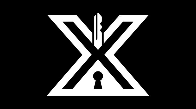 Letter X logo with key and keyhole design.