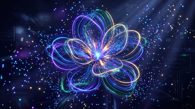 abstract blue background with flowNeon Flower Bloomers