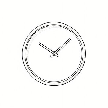 Minimalist wall clock line drawing on white background