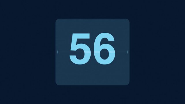 Blue 60 second flip clock countdown timer from 60 to 1, split flap number animation