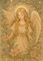 Obraz premium Ethereal angelic floral elegance