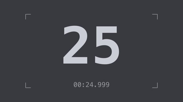 Gray 30 second glitch countdown timer from 30 to 1 with milliseconds, cyber distortion
